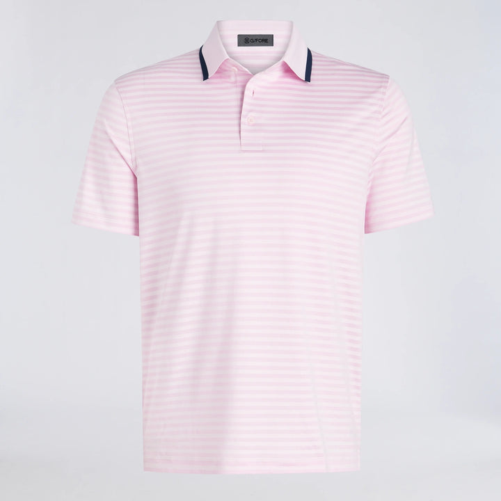 Perforated Stripe Jersey Polo - Blush