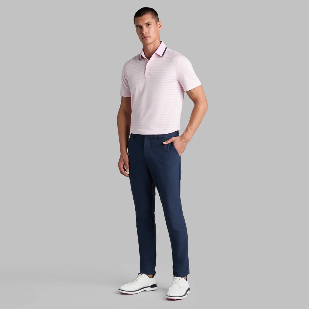 Perforated Stripe Jersey Polo - Blush