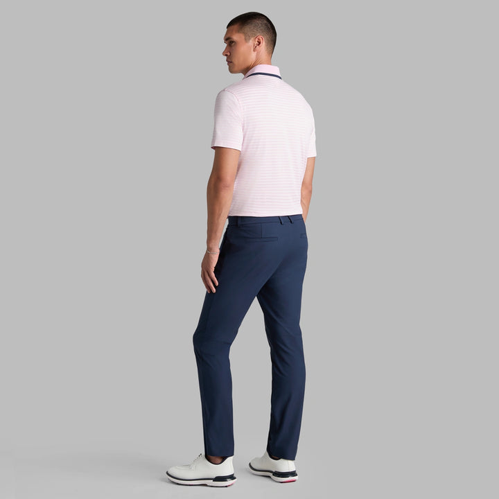 Perforated Stripe Jersey Polo - Blush
