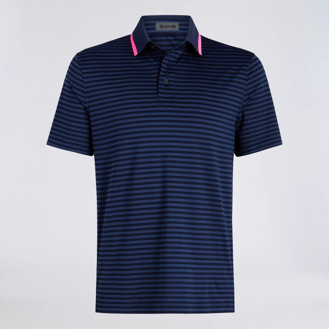 Perforated Stripe Jersey Polo - Twilight
