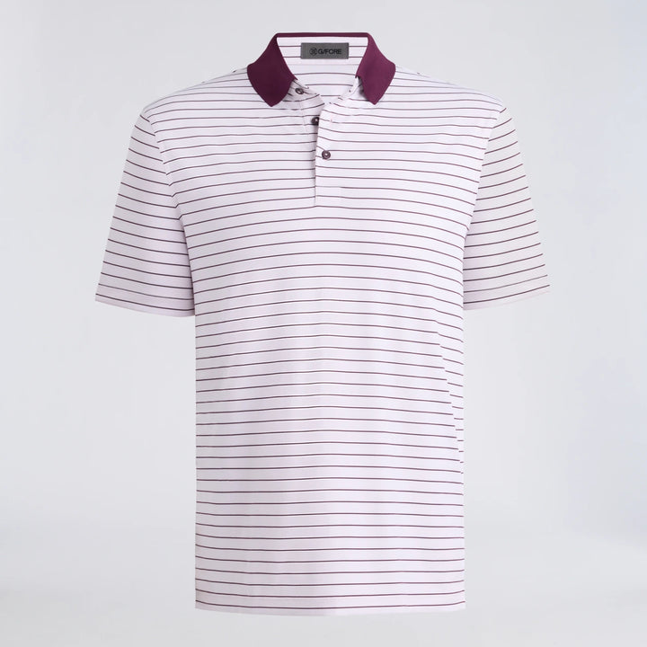 Herringbone Stripe Tech Jersey Polo - Blush / Dark Plum