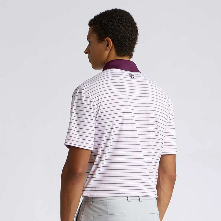 Herringbone Stripe Tech Jersey Polo - Blush / Dark Plum