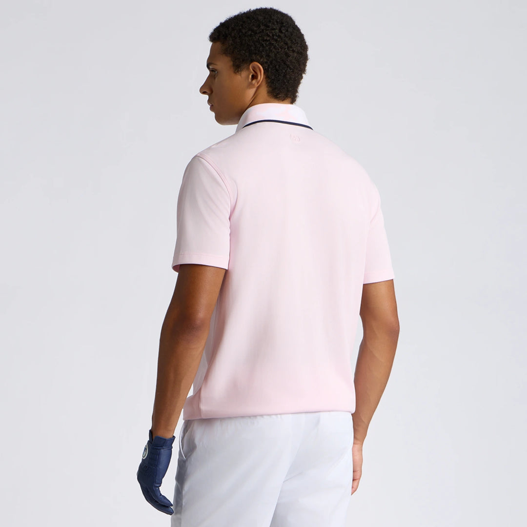 Camo Collar Performance Piqué Polo - Blush/Snow