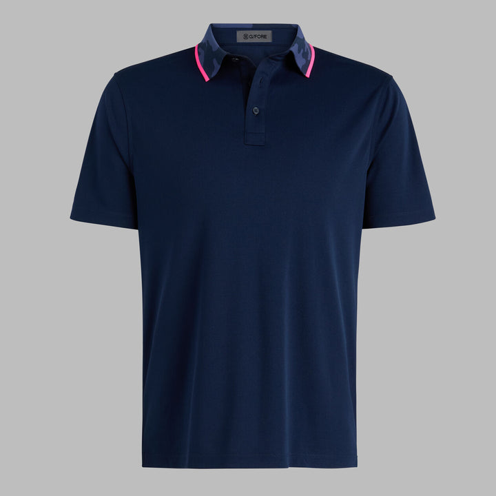 Camo Collar Performance Piqué Polo - Twilight