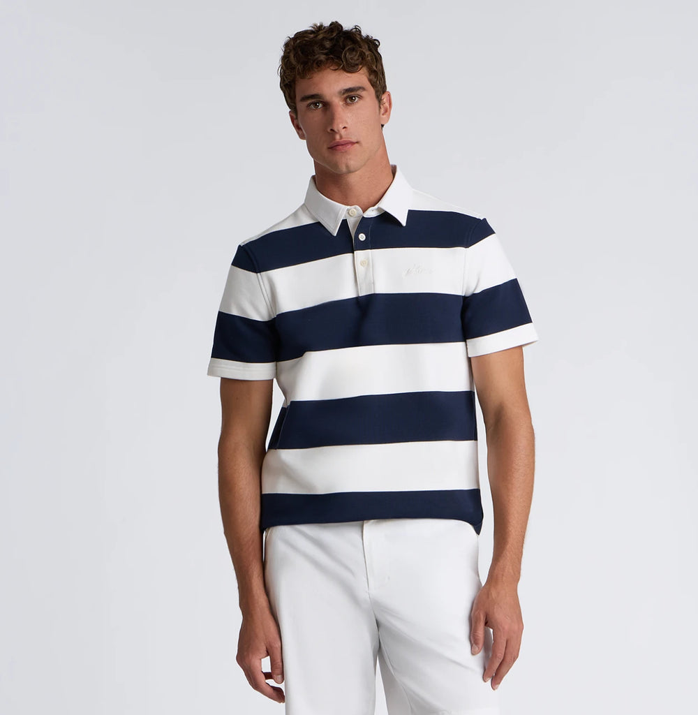 Yarn Dye French Terry Rugby Polo - Twilight/Snow