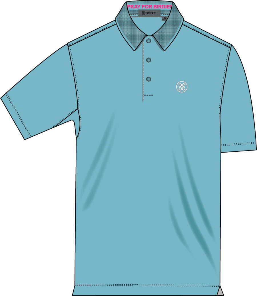 Pray For Birdies Tech Piqué Polo - Aquamarine