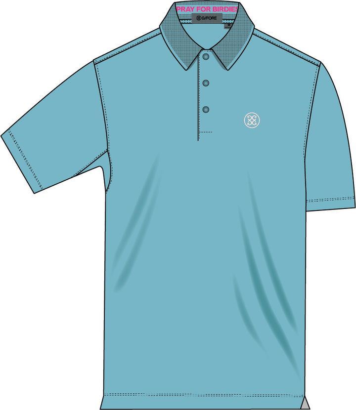 Pray For Birdies Tech Piqué Polo - Aquamarine