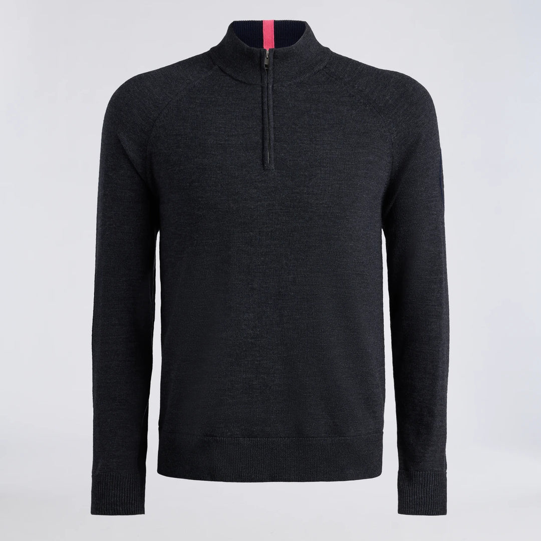 Circle G Merino Wool 1/4 Zip Pullover - Charcoal Melange / Twilight