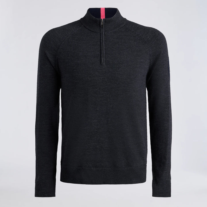 Circle G Merino Wool 1/4 Zip Pullover - Charcoal Melange / Twilight