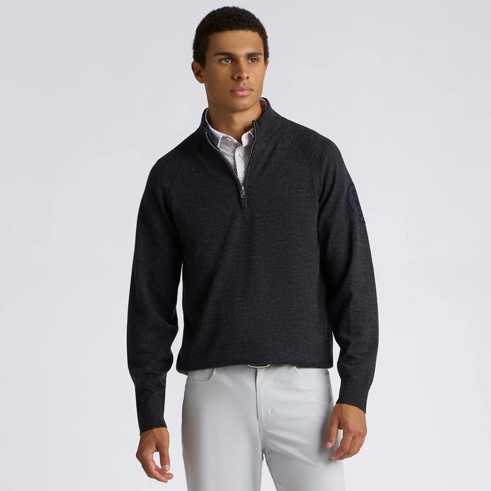 Circle G Merino Wool 1/4 Zip Pullover - Charcoal Melange / Twilight