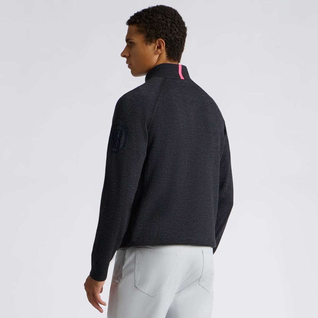 Circle G Merino Wool 1/4 Zip Pullover - Charcoal Melange / Twilight