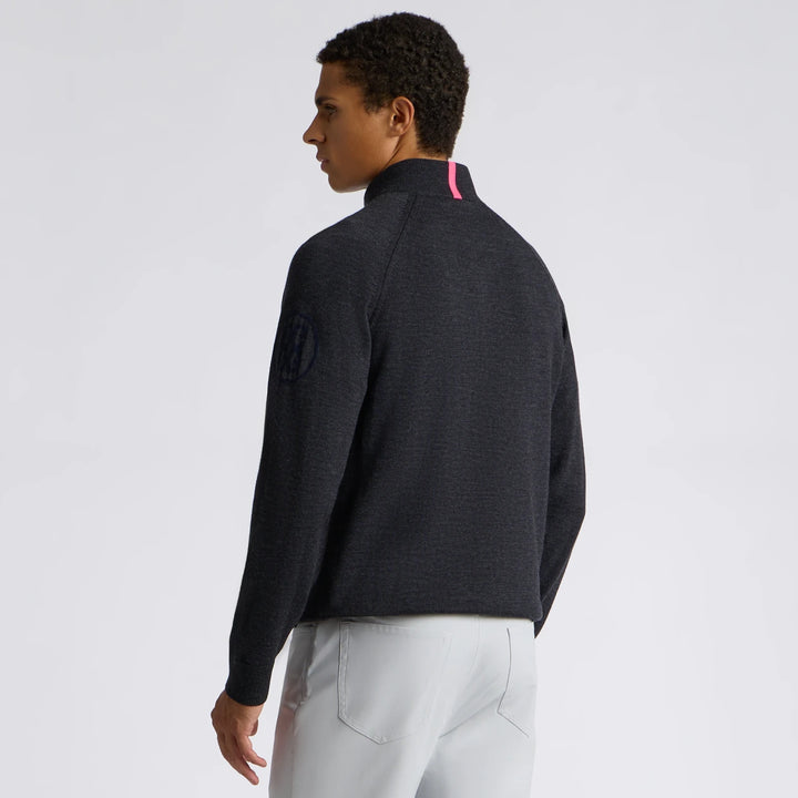Circle G Merino Wool 1/4 Zip Pullover - Charcoal Melange / Twilight