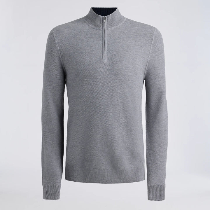 The Club Merino Wool 1/4 Zip Sweater - Nimbus Melange