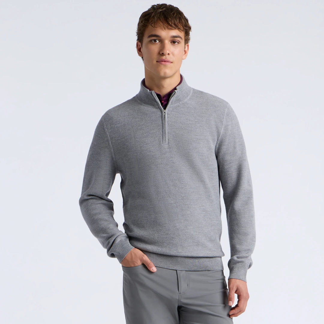 The Club Merino Wool 1/4 Zip Sweater - Nimbus Melange