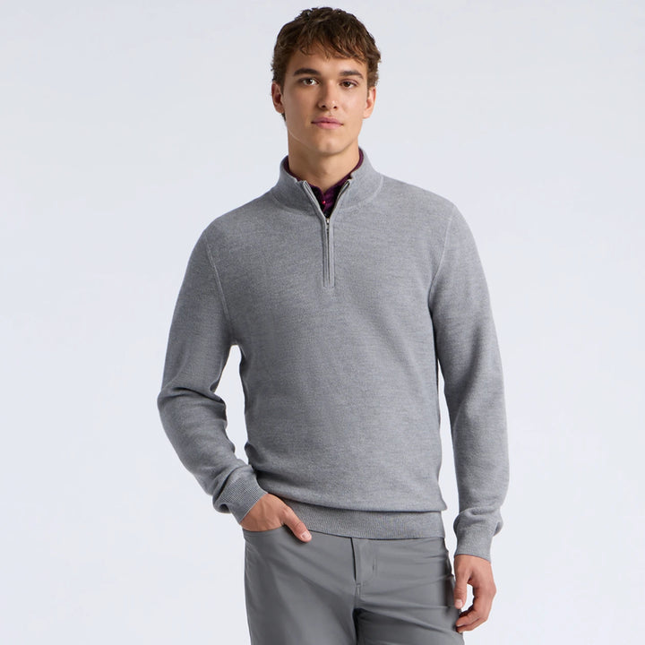 The Club Merino Wool 1/4 Zip Sweater - Nimbus Melange