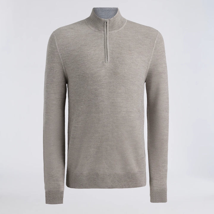 The Club Merino Wool 1/4 Zip Sweater - Pumice Melange