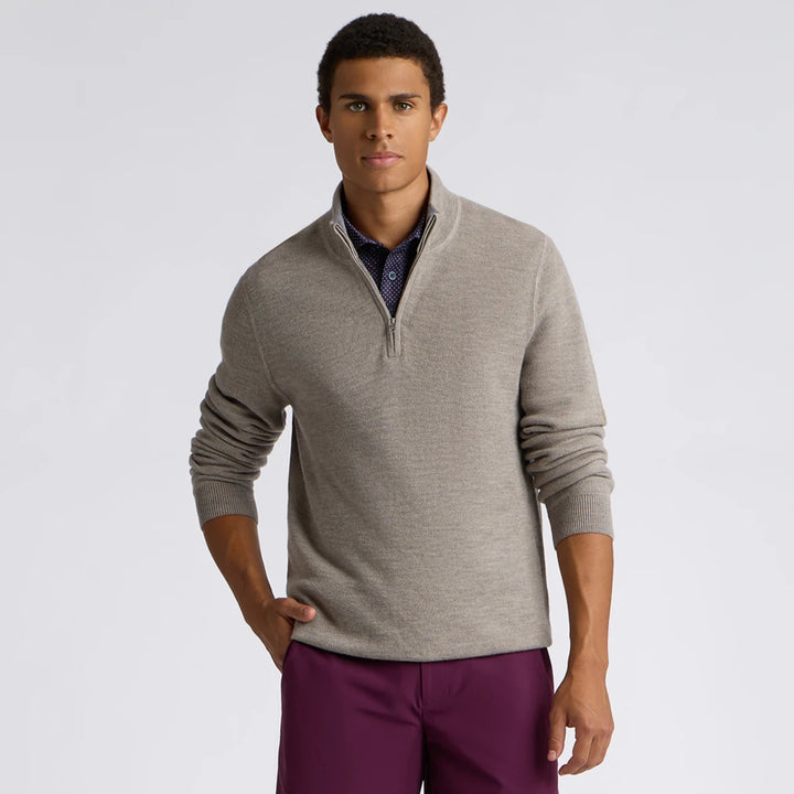 The Club Merino Wool 1/4 Zip Sweater - Pumice Melange