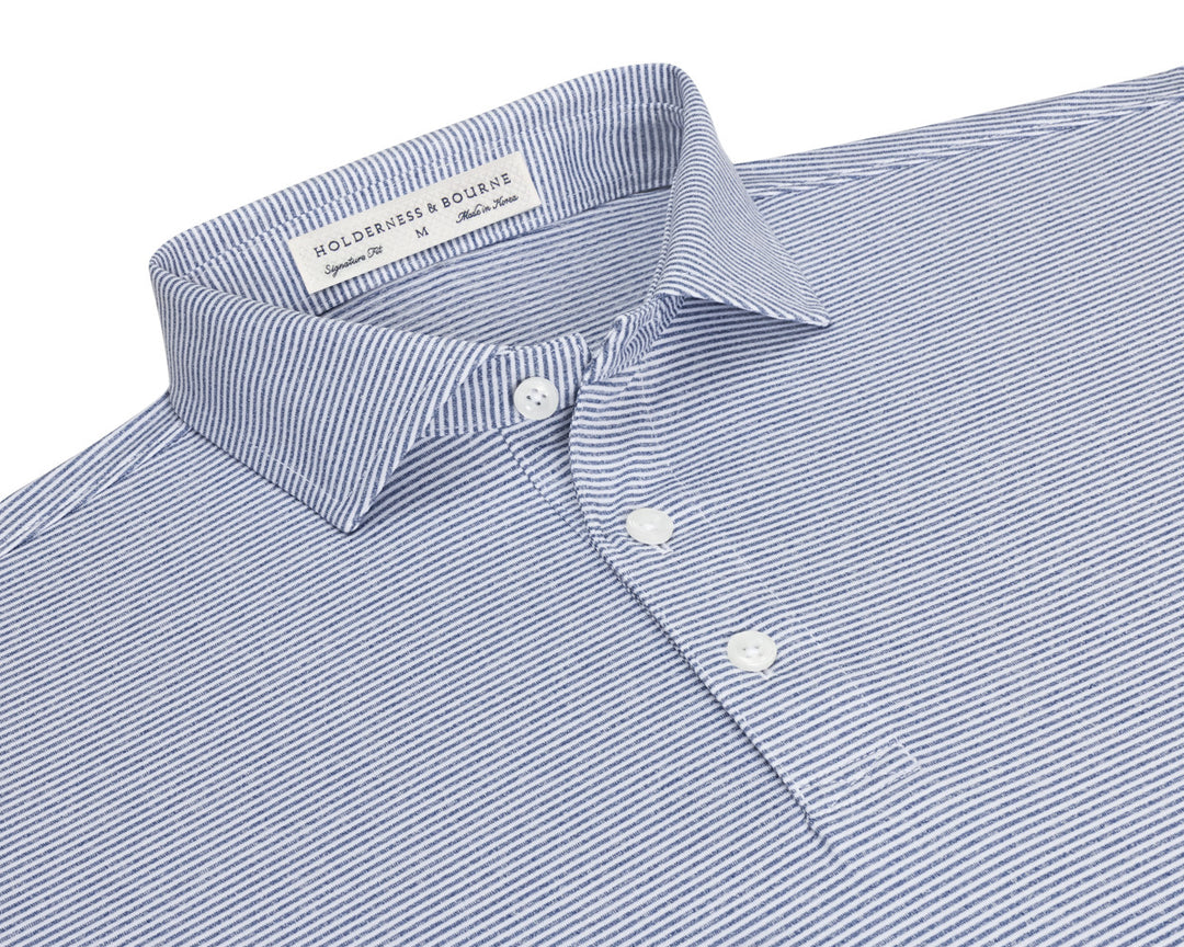 The Perkins Shirt - Heathered Pacific Blue &amp; White
