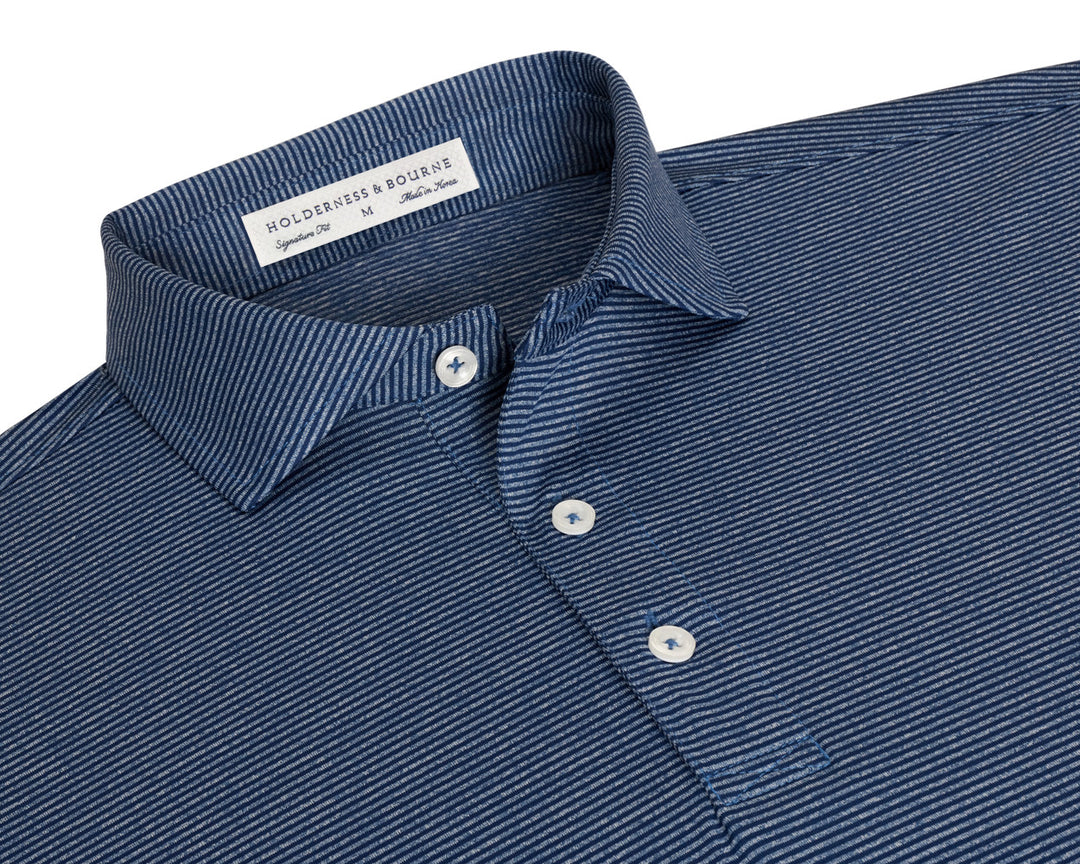 The Perkins Shirt - Navy &amp; Heathered Pacific Blue