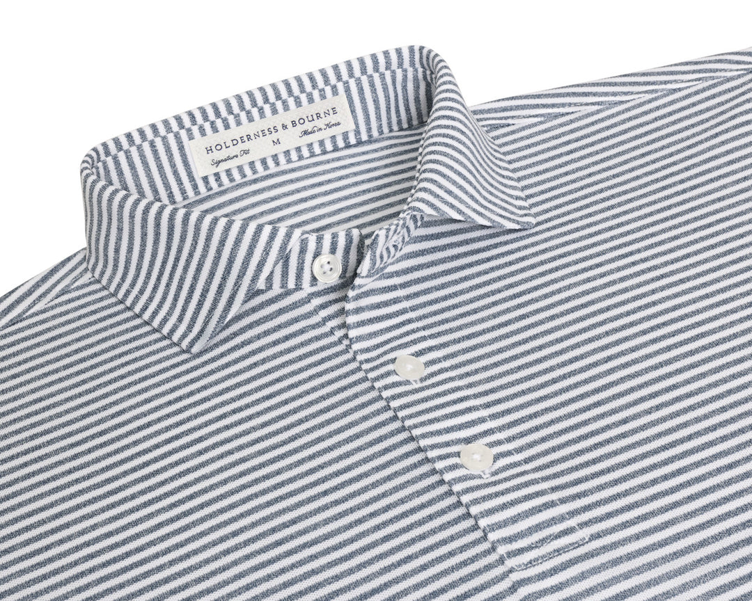 The Maxwell Shirt - Heathered Pacific Blue &amp; White