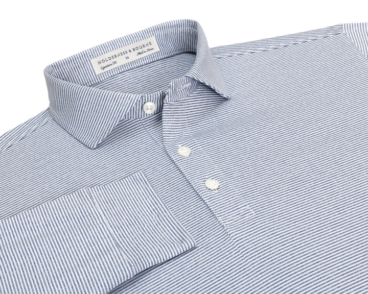 The Burke Shirt - Heathered Pacific Blue &amp; White
