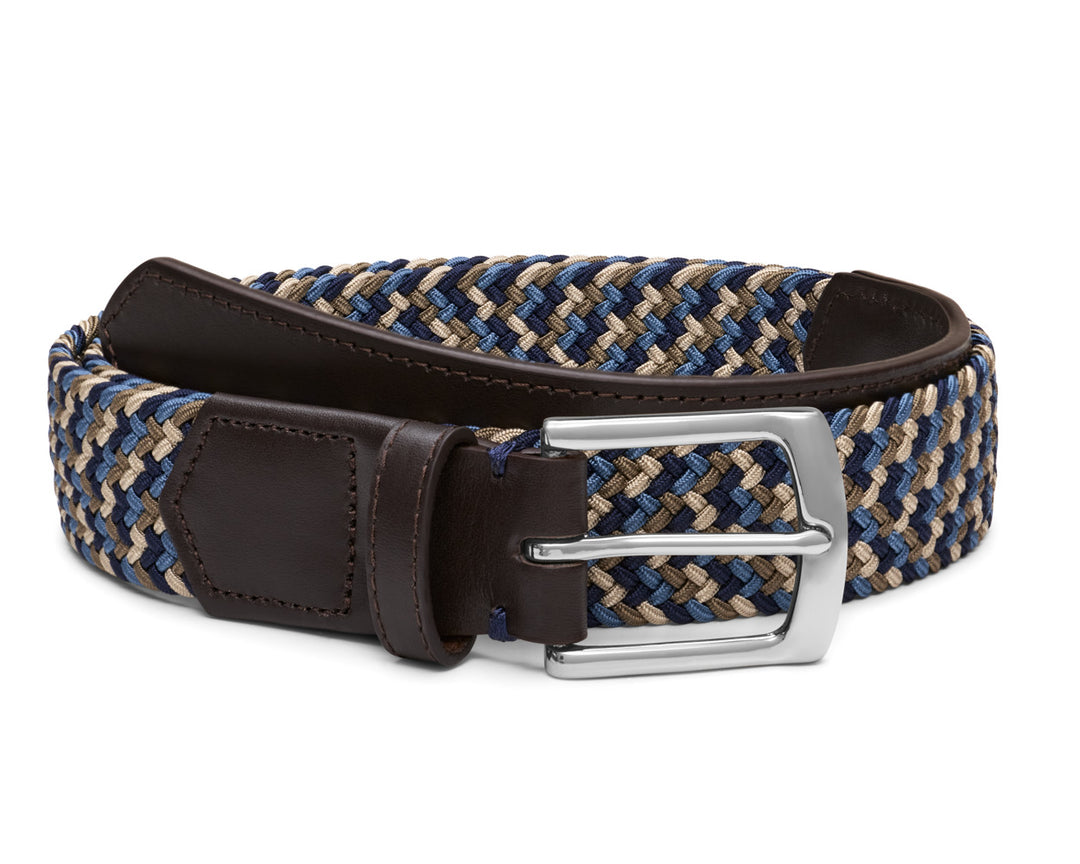 The Fischer Belt - Navy &amp; Dune Multicolor - Brown Leather