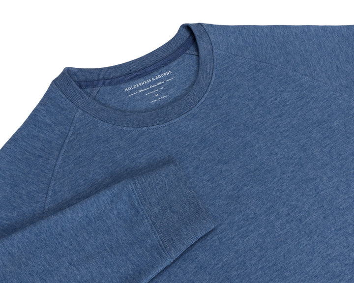 The Kennedy Crewneck - Heathered Pacific Blue