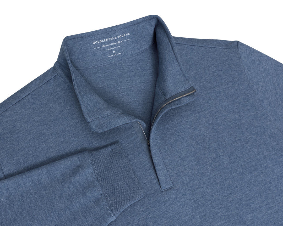 The Harper Quarter-Zip - Heathered Pacific Blue