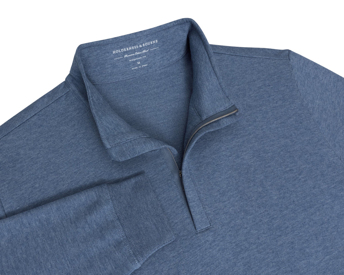 The Harper Quarter-Zip - Heathered Pacific Blue