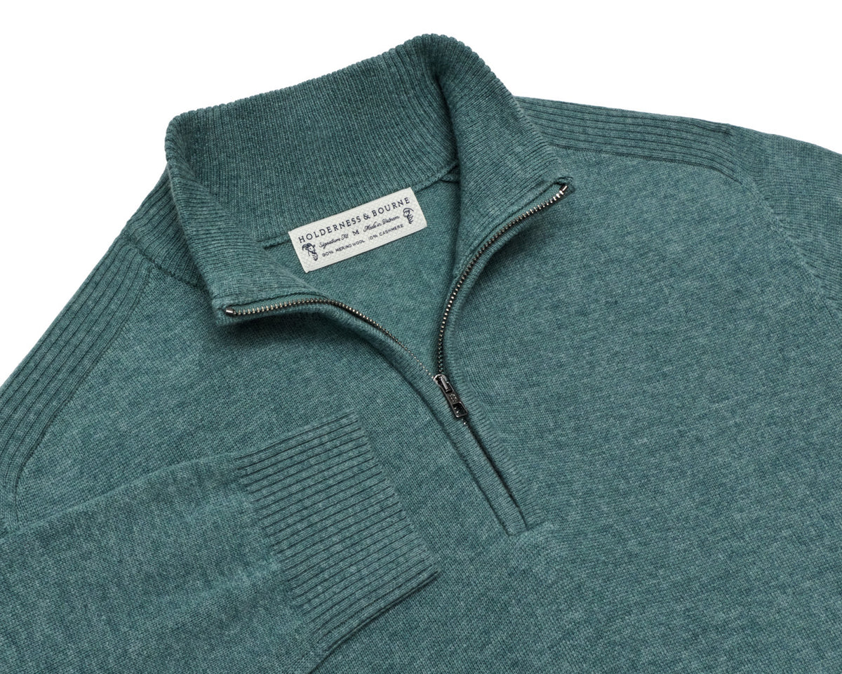 The Cunningham Quarter-Zip Sweater - Heathered California Spruce
