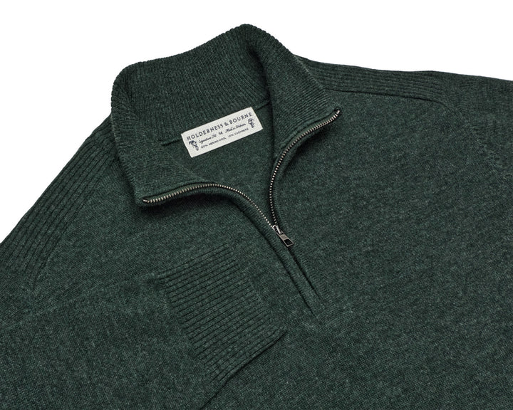 The Cunningham Quarter-Zip Sweater - Heathered Cypress