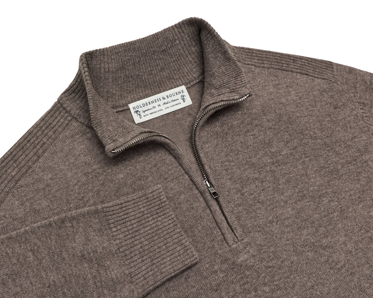 The Cunningham Quarter-Zip Sweater - Heathered Driftwood