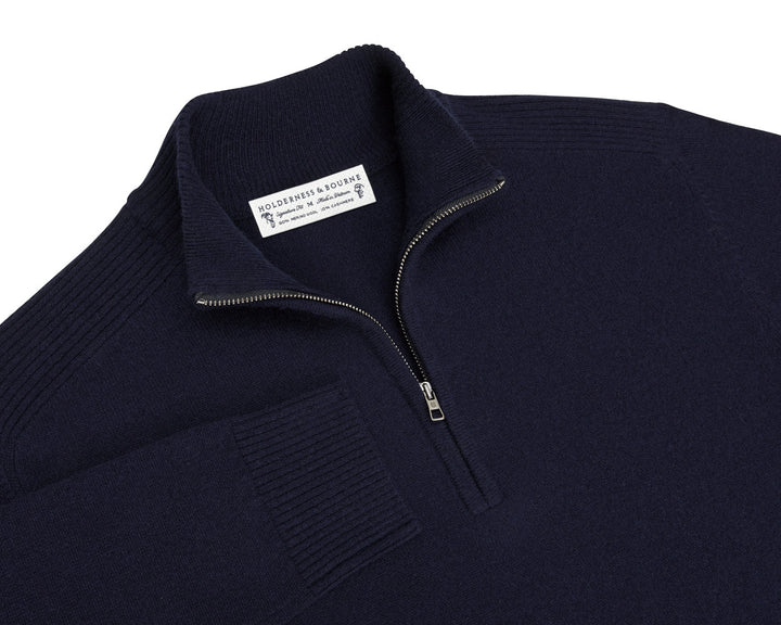 The Cunningham Quarter-Zip Sweater - Heathered Navy