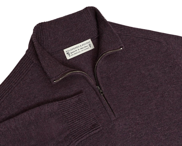 The Cunningham Quarter-Zip Sweater - Heathered Vineyard