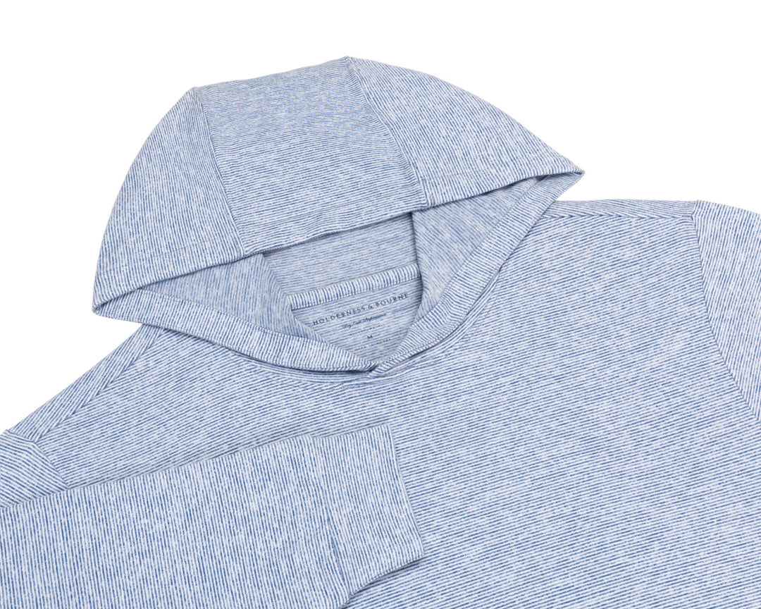 The Hamilton Hoodie - Heathered Pacific Blue &amp; White