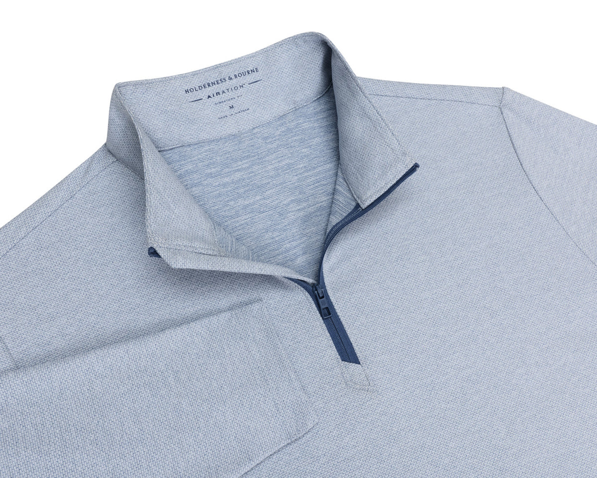 The Bell Quarter-Zip - Heathered Pacific Blue