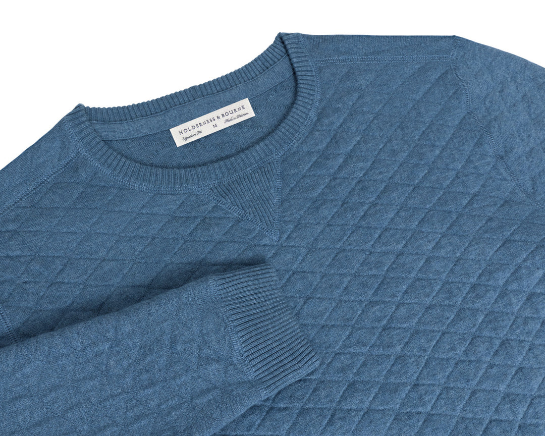 The Ward Crewneck Sweater - Heathered Pacific Blue