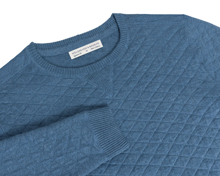 The Ward Crewneck Sweater - Heathered Pacific Blue