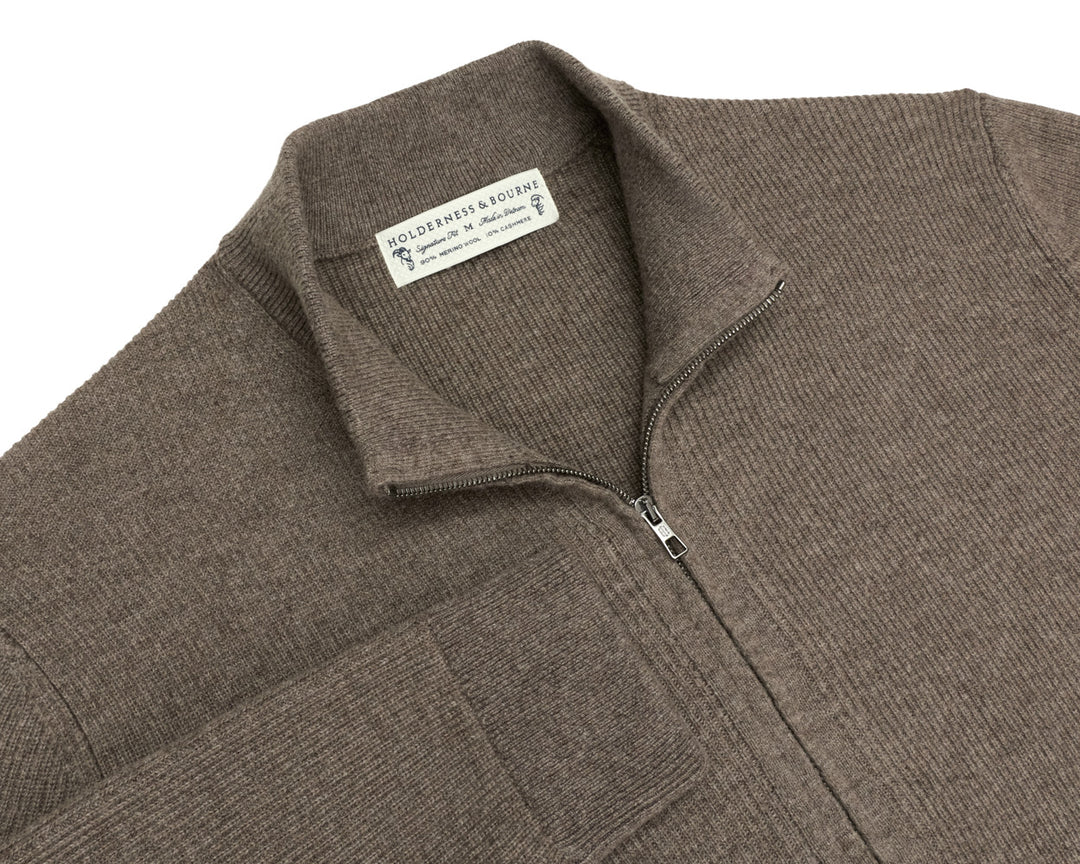 The McDaid Full-Zip Sweater - Heathered Driftwood