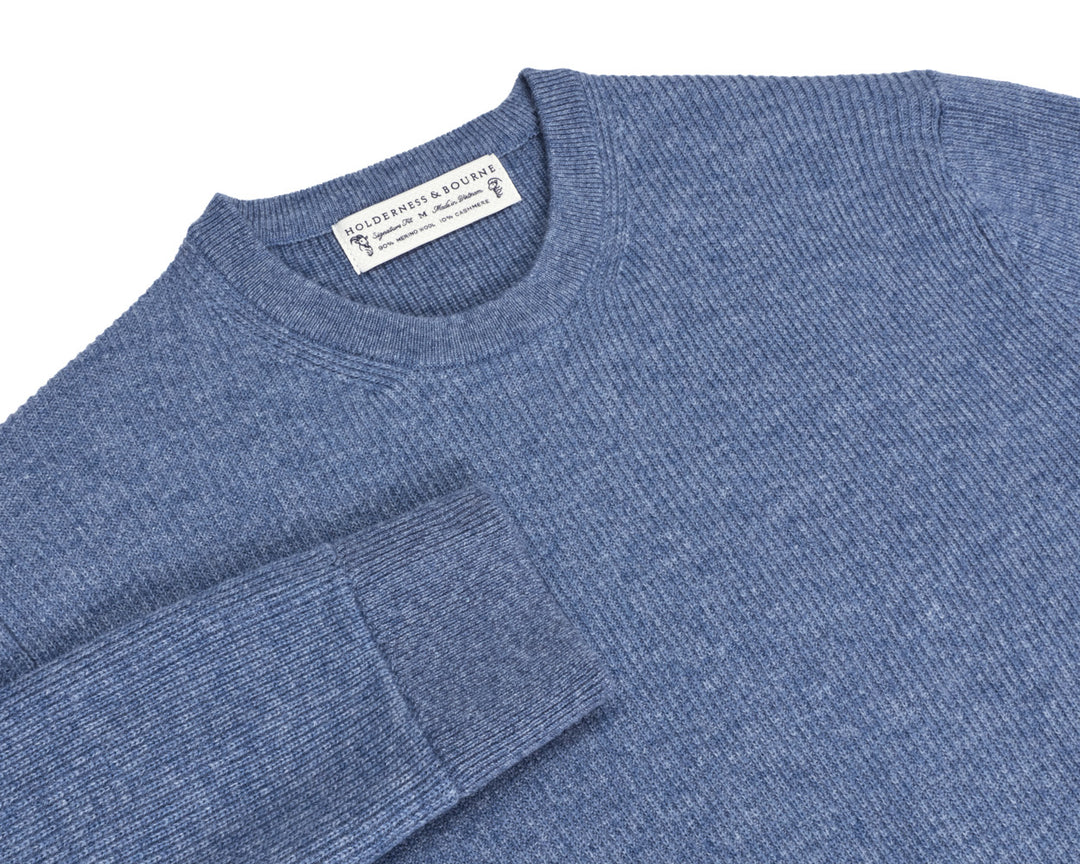 The Barrett Crewneck Sweater - Heathered Pacific Blue