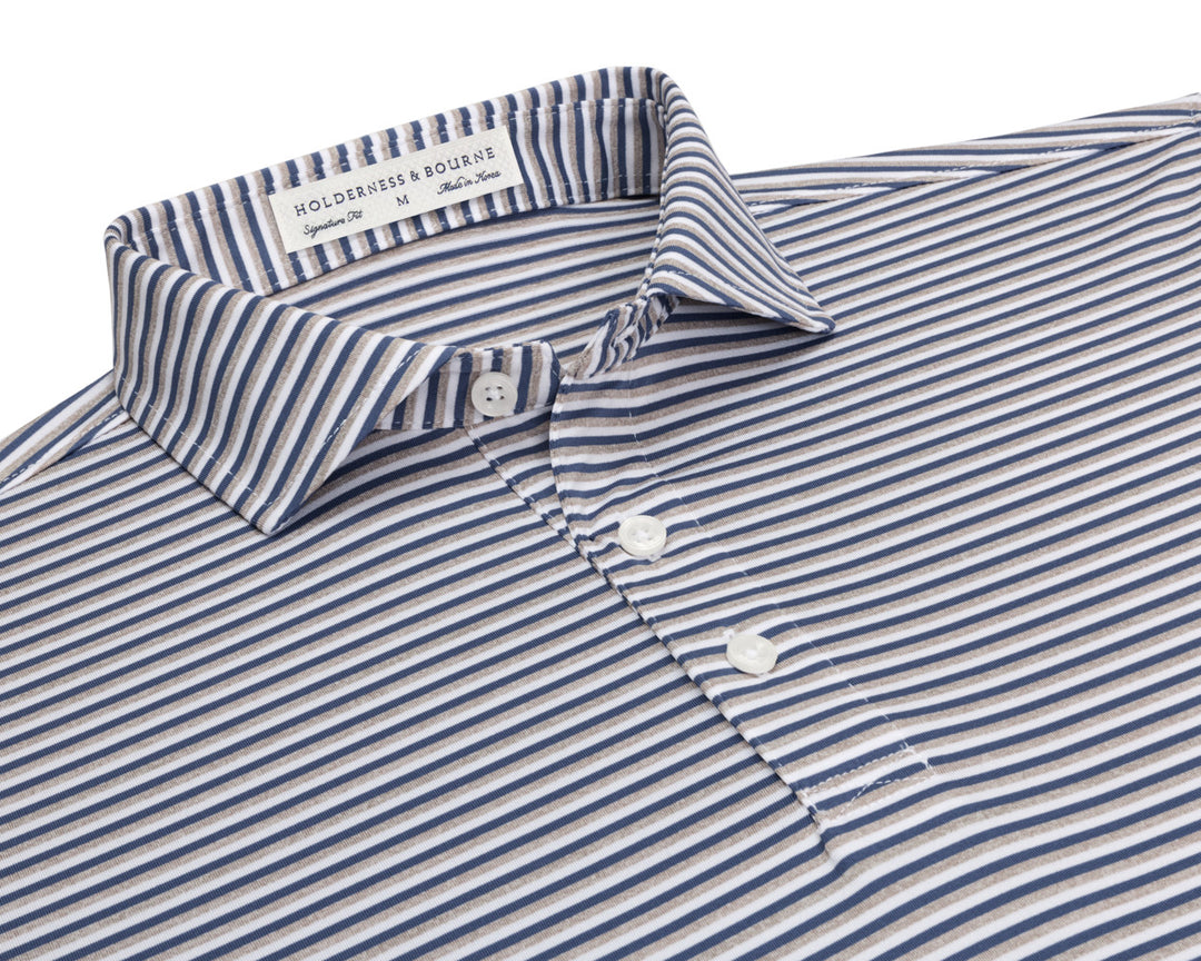 The Fleming Shirt - Pacific Blue/Heathered Dune/White