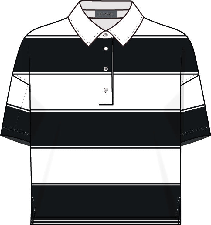 Striped It Boxy Rugby Polo - Snow/Onyx