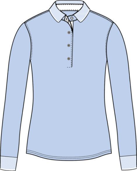 Scarlett Long Sleeve Polo with Wolf Collar and Cuffs - Wolf Blue