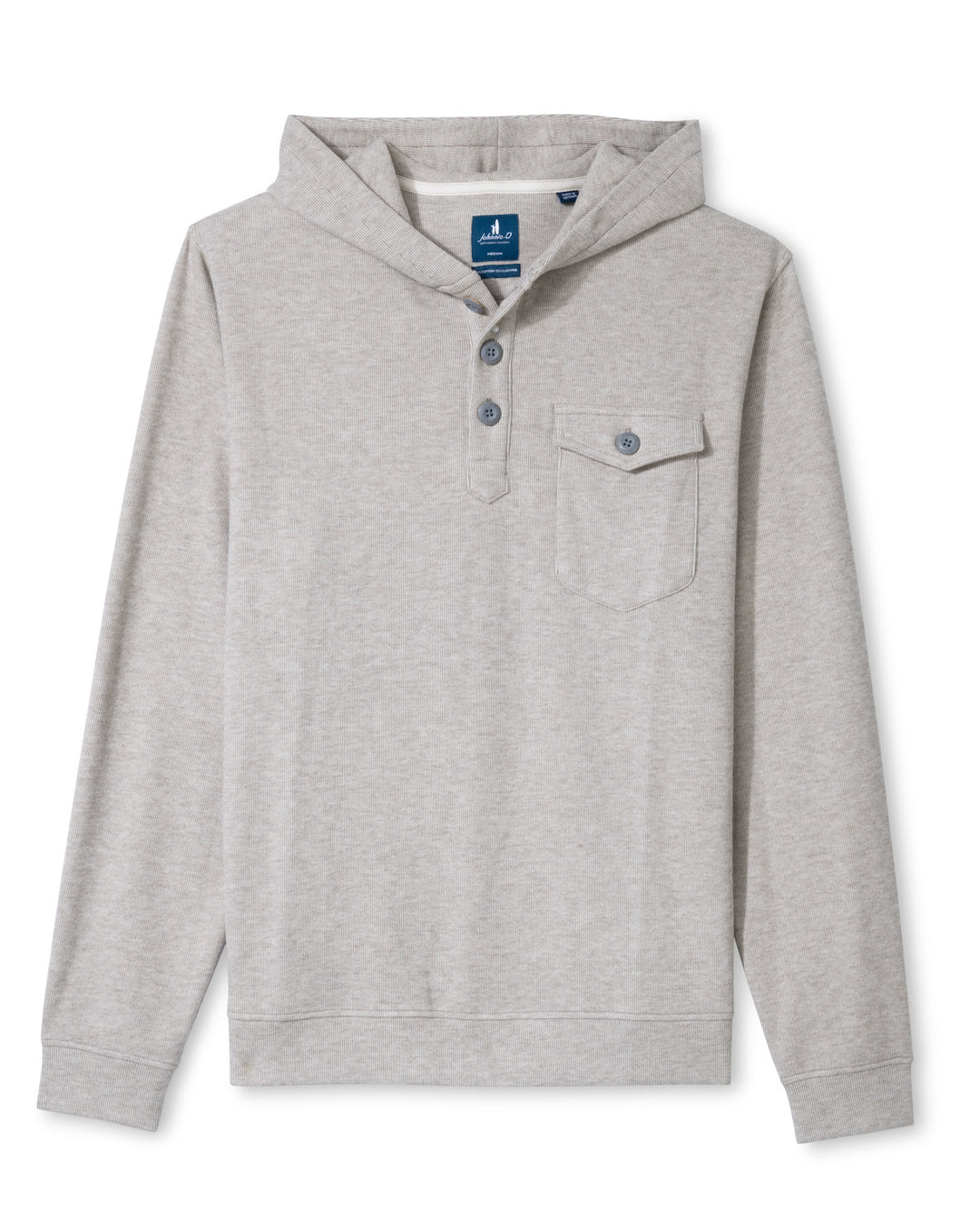 Button Henley Hoodie - Cream
