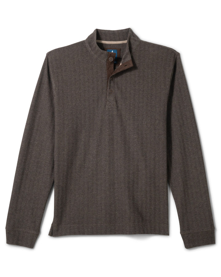 Cotton Blend Henley - Coffee