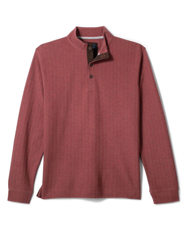 Cotton Blend Henley - Malibu Red