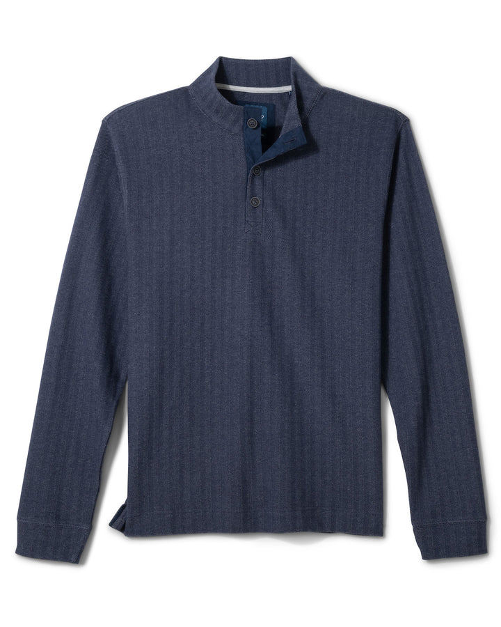 Cotton Blend Henley - Navy