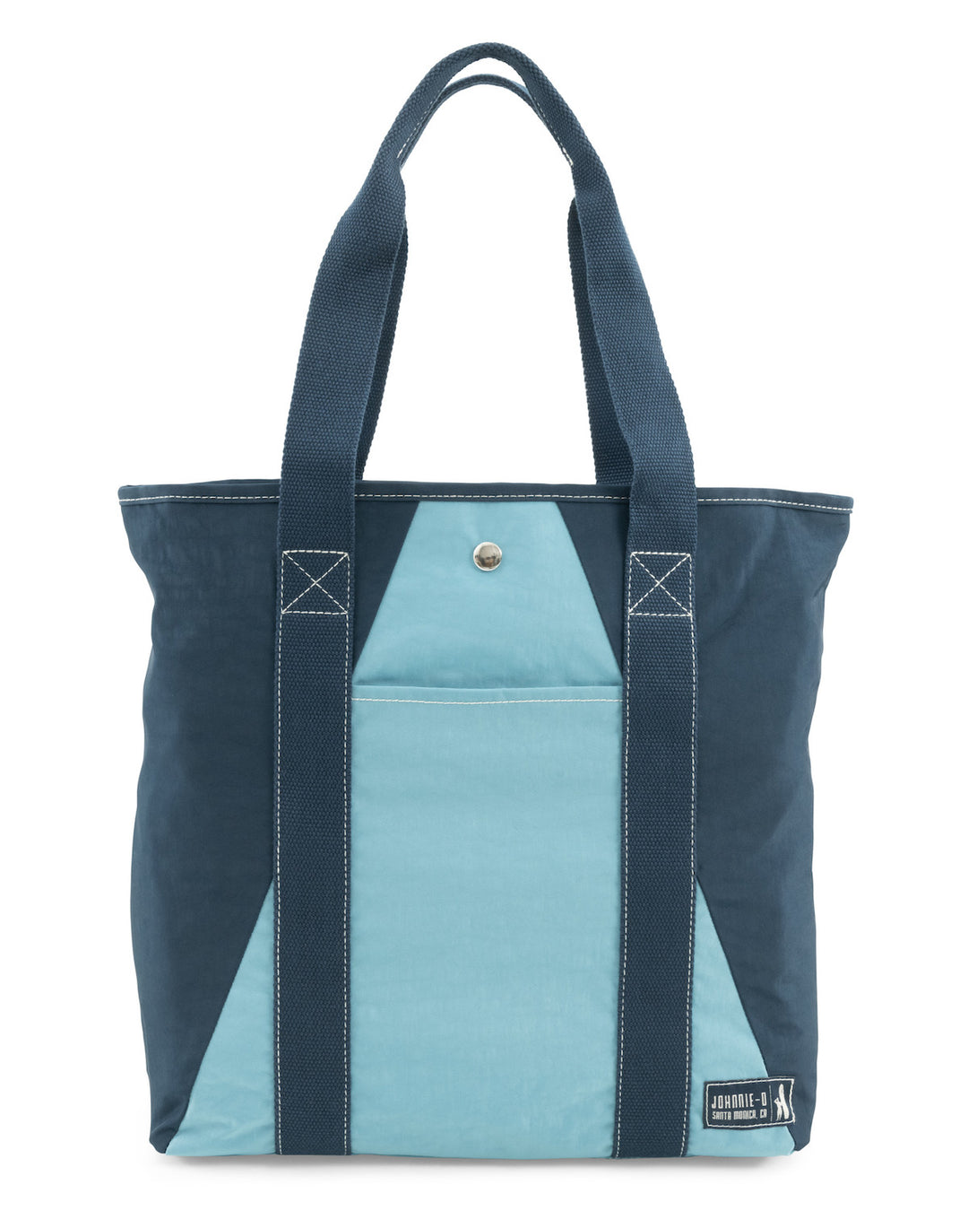 Color Block Wine Tote - Navy/Light Blue