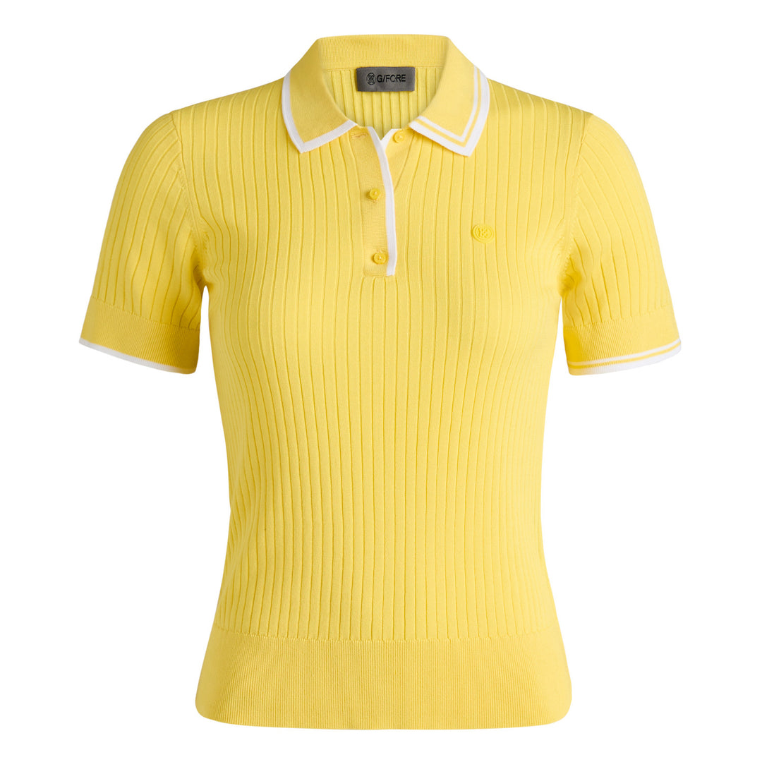 Cotton Blend Rib Knit Polo - Canary