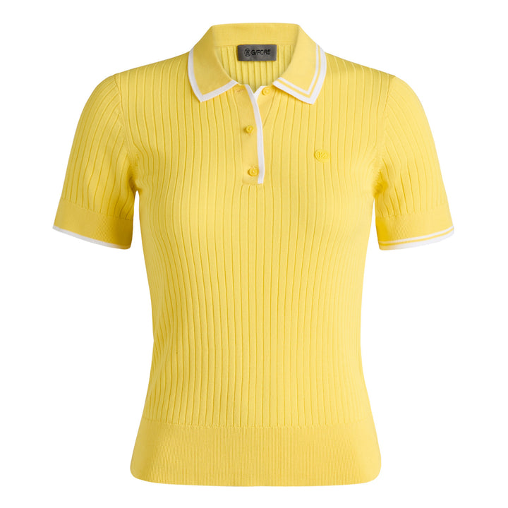 Cotton Blend Rib Knit Polo - Canary